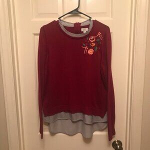 Crown & Ivy Faux Blouse Sweater Size XL